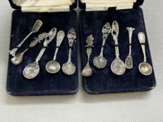 Collection of 10 silver miniature condiment spoons