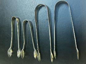 4x Silver sugar nips - Georgian & Victorian Total