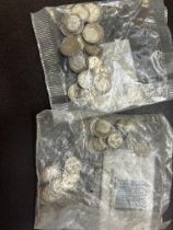 Collection of silver 3 pence pieces