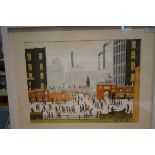 Framed watercolour L S Lowry copy by B A Mercer. S