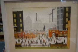 Framed watercolour L S Lowry copy by B A Mercer. S