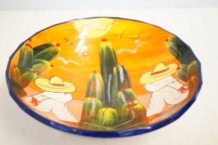Mexican hand painted footed bowl