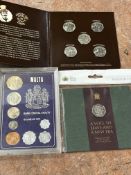 1972 Malta coin collection together with Around th