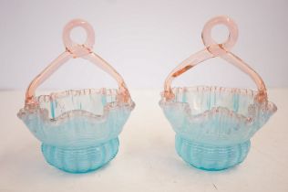 Pair of victorian glass baskets