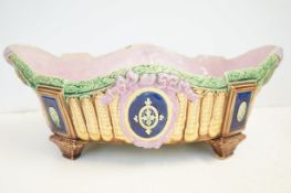 Large victorian majolica bowl - few old chips to r