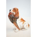 Royal Doulton dog & pheasant in mount
