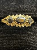9ct Gold ring set with 3 sapphires & cz stones Siz