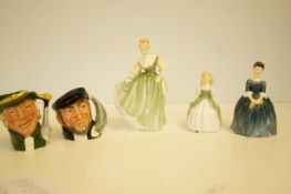 3x Royal Doulton figures together with 2 Royal Dou