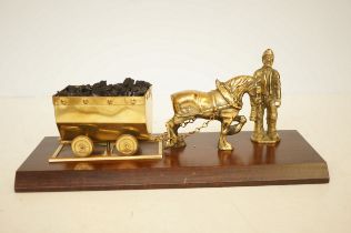 Brass coal mining figure 33 cm wide