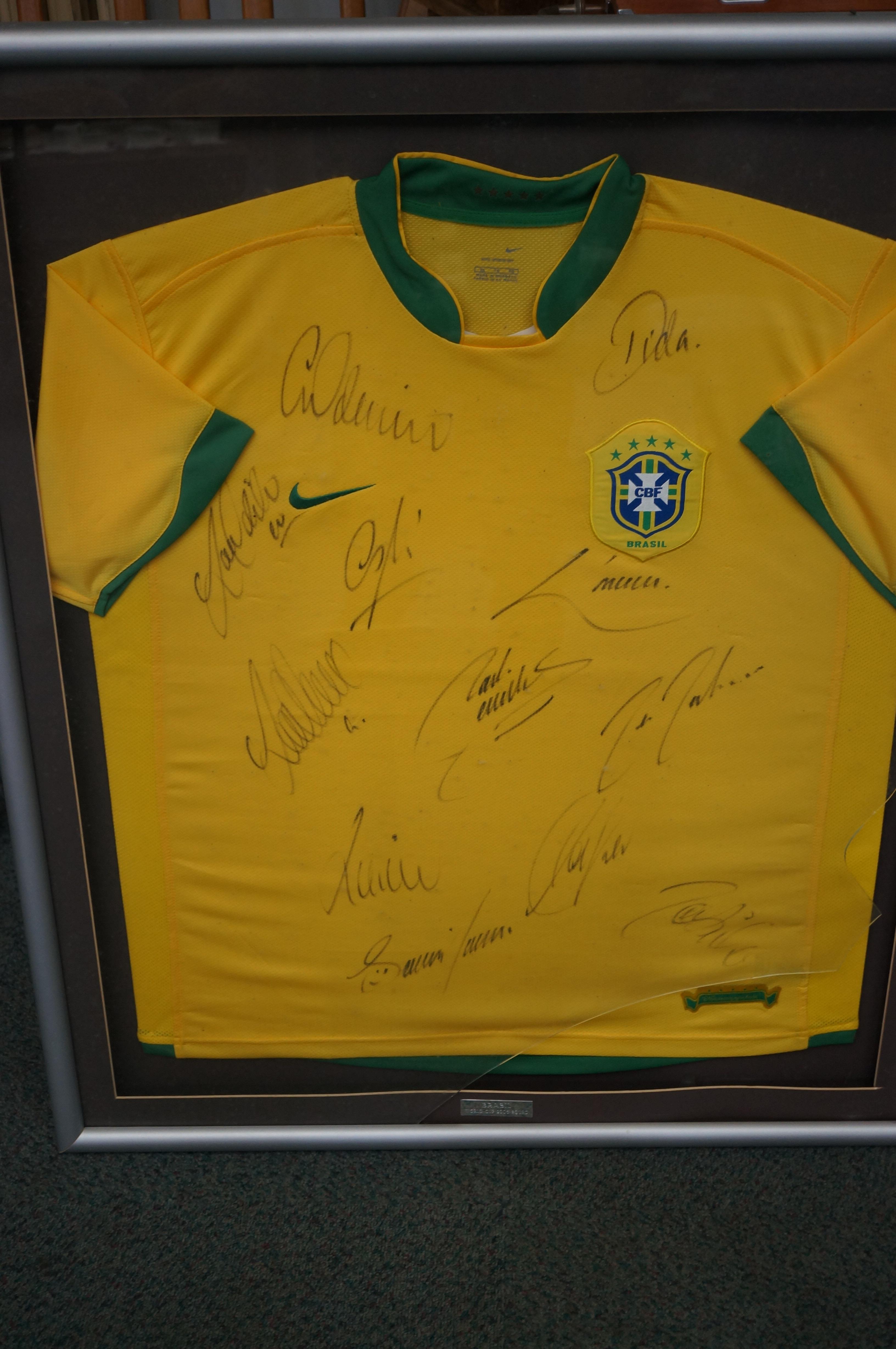 Signed Brazil football shirt 2006 world cup squad