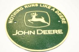 Cast iron John Deere sign