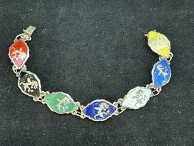 Siam sterling & enamel bracelet