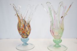 2 Large Murano vases - 1 with original label heigh