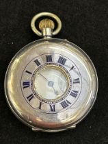 Silver cased pocket watch with inscription to back