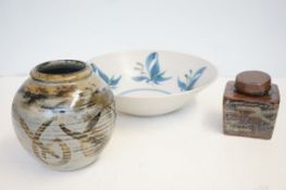 3 Studio pottery pieces including WYE Valley pottery Maragret Leach Mark