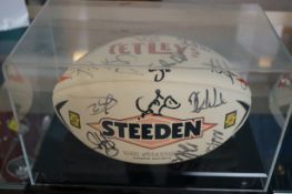 Signed sale sharks ruby super league rugby ball in