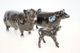 Beswick Aberdeen angus bull cow & calf signed in g