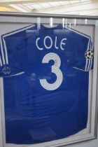 Ashley Cole signed chelsea football shirt framed -