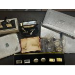 Collection of cufflinks, cigarette cases & others