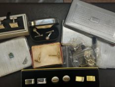 Collection of cufflinks, cigarette cases & others