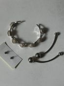 Silver bangle & earrings