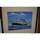 F A McCready small watercolour ship scene