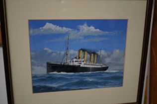 F A McCready small watercolour ship scene