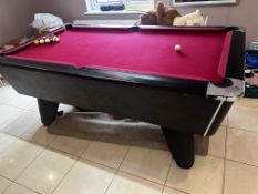 Full size pool table with pool balls. Please note