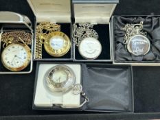 Collection of 5 pocket watches & chains