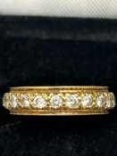 9ct Gold band ring set with cz stones Size M 2.5g