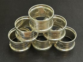 6 Silver napkin rings Weight 104g