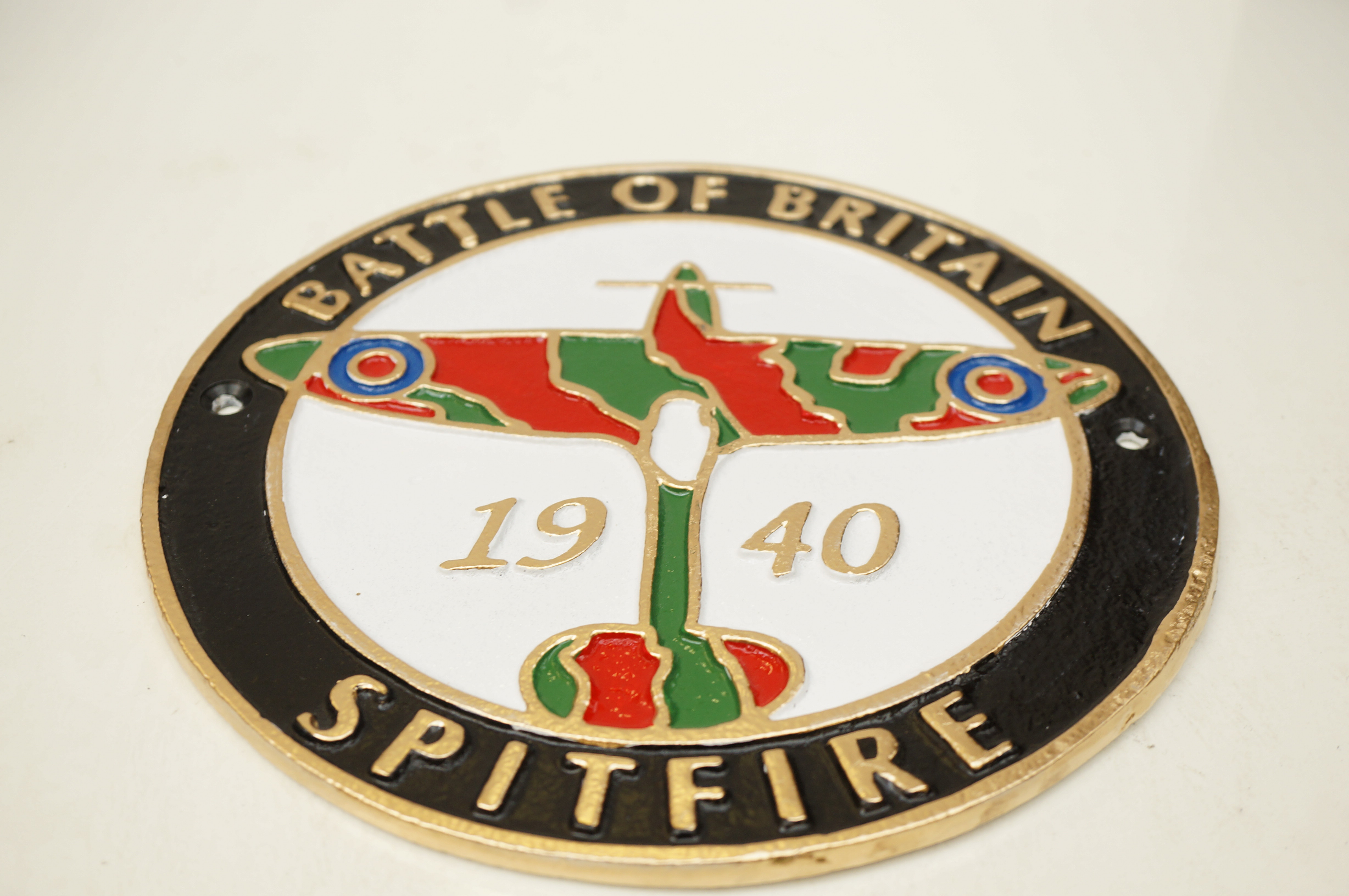 Cast iron sign battle of Britain (spirfire)