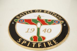 Cast iron sign battle of Britain (spirfire)