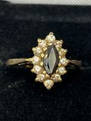 9ct Gold ring set with sapphire & cz stones Size O