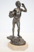 Bronze figure of a water carrying boy Height 33 c,