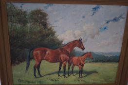 Large oil on canvas 'Horses' possibly original fra