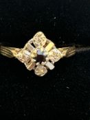 9ct Gold sapphire & diamond ring Size M Weight 2.1