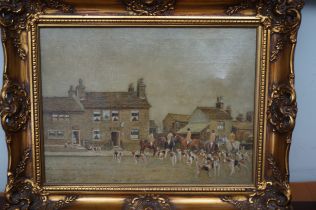 Oil on canvas hunting scene by John Schofield