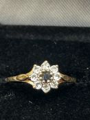 9ct Gold ring set with sapphire & cz stone 1.6g Si