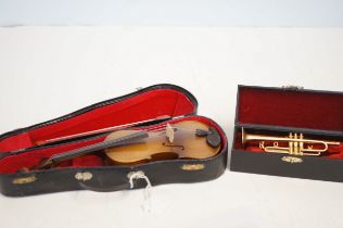 2x Cased miniature musical instruments. Violin siz