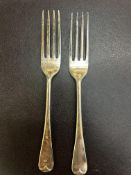 2 Victorian silver forks date letter M makers R.P