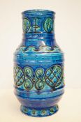 Blue and green vase in the style of Bitossi 30cm
