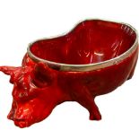 Royal Doulton flambe pig formed as a trinket dish