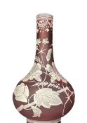 Stourbridge red glass vase with white edgings
