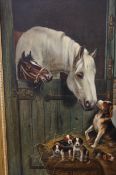 Oil on canvas After Charles Dudley, horse, dog & p