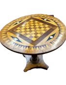 Victorian folding games table, some loss, cracks &