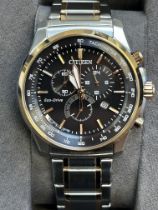 Citizen eco drive wristwatch dual colour strap & c