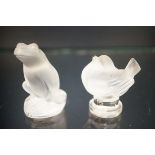 Lalique frog together with a Lalique bird, both fu