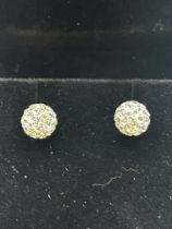 Boxed pair 9ct white gold and crystal earrings