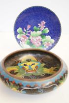 Cloisonné dragon bowl and plate